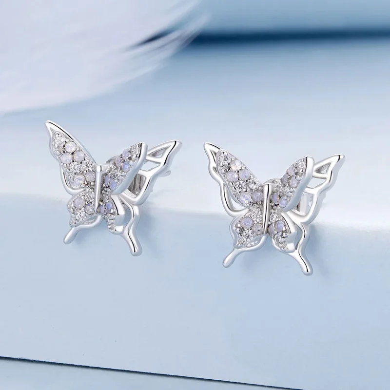 (zdjęcie do) Pandora Style Motylkowe Kolczyki Sztyfty - BSE910 - Wyświetl 2