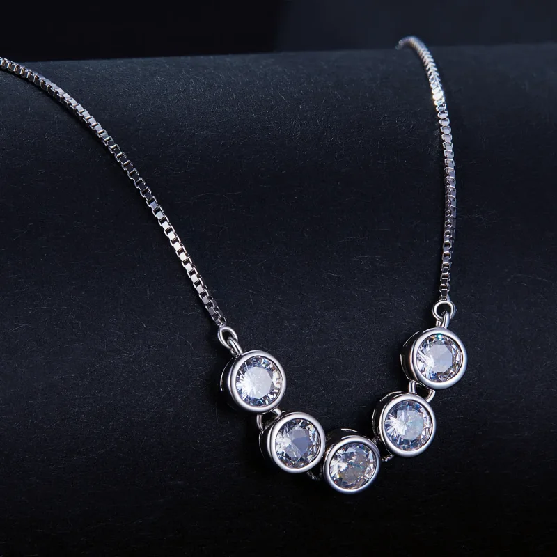 (zdjęcie do) Pandora Style Naszyjnik z 0,3 ct Moissanite (Jeden certyfikat) - MSN022 - Wyświetl 2