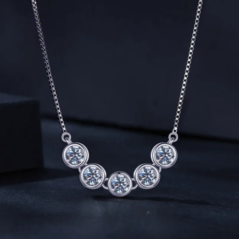 (zdjęcie do) Pandora Style Naszyjnik z 0,3 ct Moissanite (Jeden certyfikat) - MSN022 - Wyświetl 3