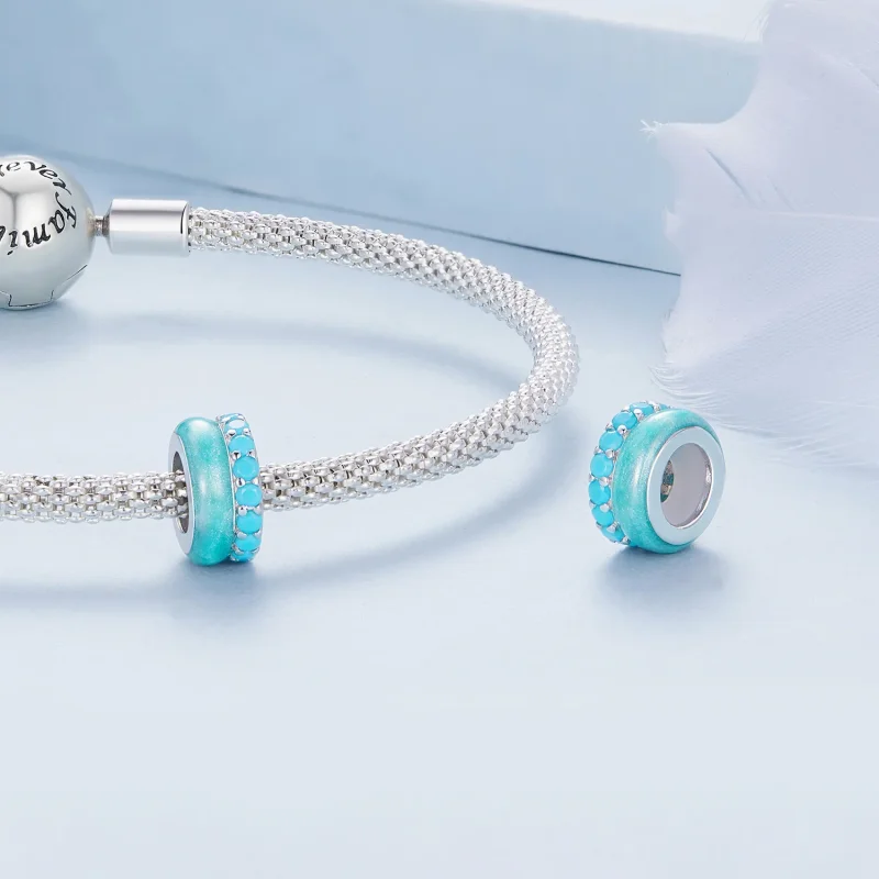 (zdjęcie do) Pandora Style Niebieski Podwójny Silikonowy Separat - BSC883-TQ - Wyświetl 4