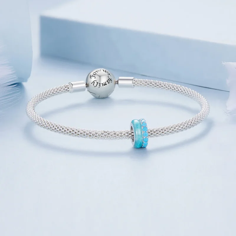 (zdjęcie do) Pandora Style Niebieski Podwójny Silikonowy Separat - BSC883-TQ - Wyświetl 5