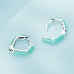 Pandora Style Niebieskie Kolczyki Wisiorki z Błękitnym Diamentem - SCE1569-GN