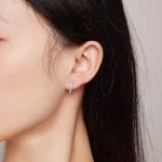 Pandora Style Niebieskie Kolczyki Wisiorki z Błękitnym Diamentem - SCE1569-GN