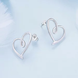 Pandora Style Obrączkowe Kolczyki z Miłością - BSE871
