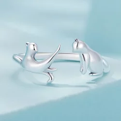 Pandora Style Otwarte Pierścień z Kotem - SCR917