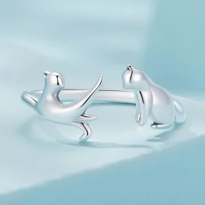 Pandora Style Otwarte Pierścień z Kotem - SCR917
