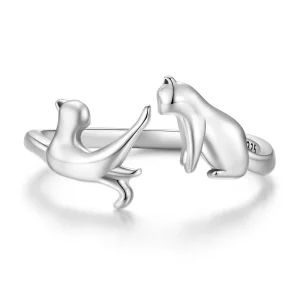 Pandora Style Otwarte Pierścień z Kotem - SCR917