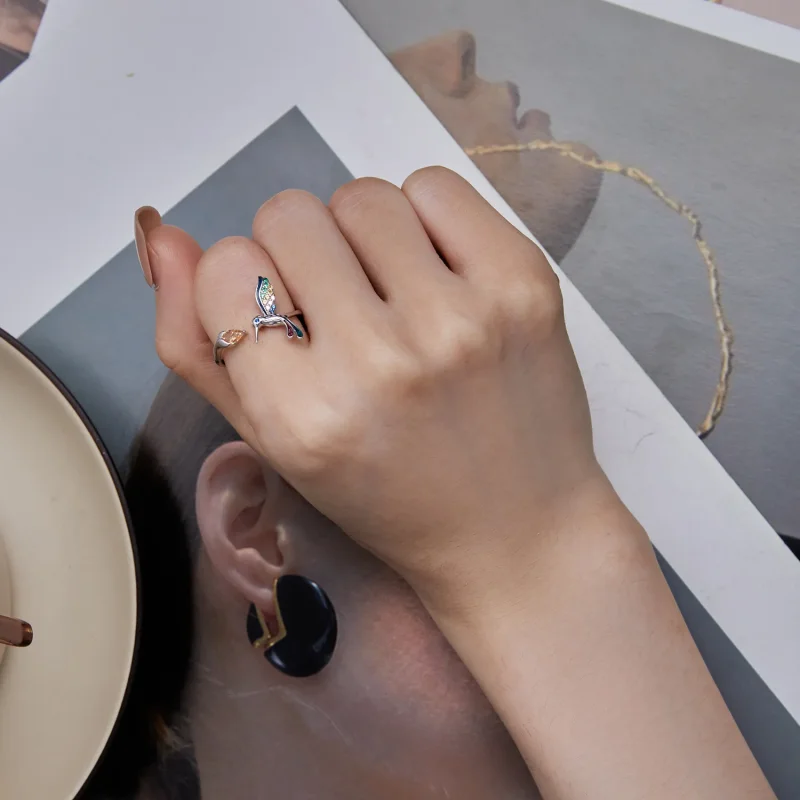 (zdjęcie do) Pandora Style Otwarte Pierścienie Koliber - BSR391 - Wyświetl 7
