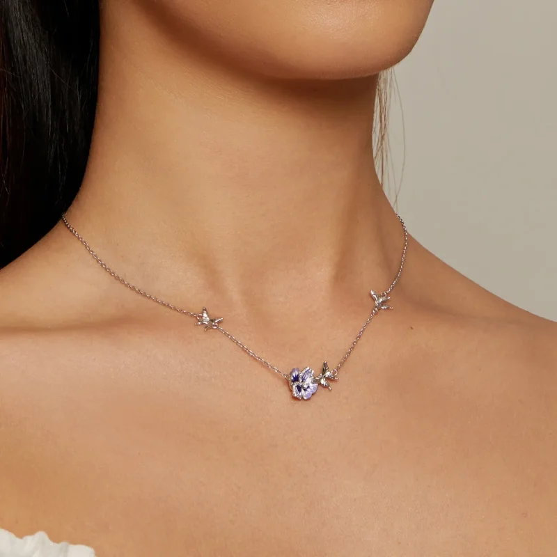 (zdjęcie do) Pandora Style Pansy Stretch Necklace - BSN336 - Wyświetl 5