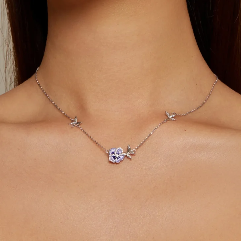 (zdjęcie do) Pandora Style Pansy Stretch Necklace - BSN336 - Wyświetl 6