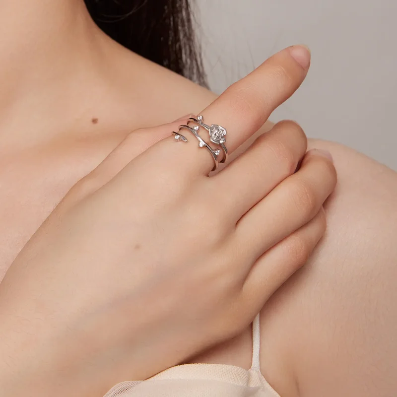 (zdjęcie do) Pandora Style Personalized Wielofunkcyjny Pierścień z Różanym Pnączem - BSR404 - Wyświetl 5