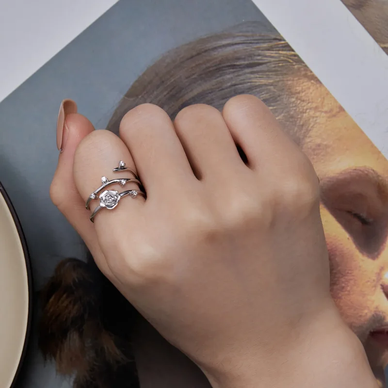 (zdjęcie do) Pandora Style Personalized Wielofunkcyjny Pierścień z Różanym Pnączem - BSR404 - Wyświetl 7
