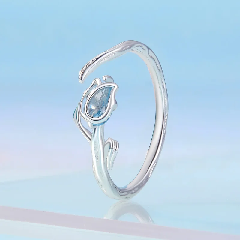(zdjęcie do) Pandora Style Pierścień otwarty z motywem tulipana - BSR465-E - Wyświetl 2