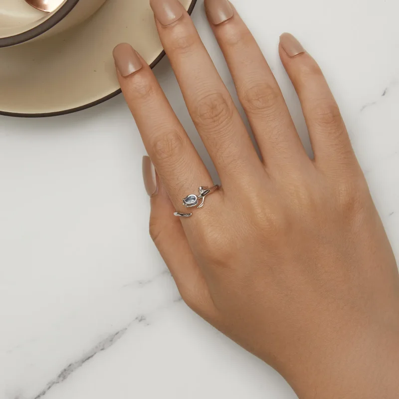 (zdjęcie do) Pandora Style Pierścień otwarty z motywem tulipana - BSR465-E - Wyświetl 5