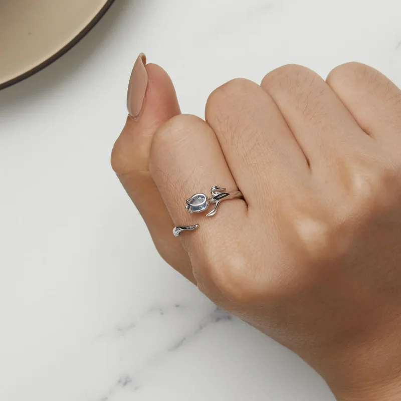 (zdjęcie do) Pandora Style Pierścień otwarty z motywem tulipana - BSR465-E - Wyświetl 6