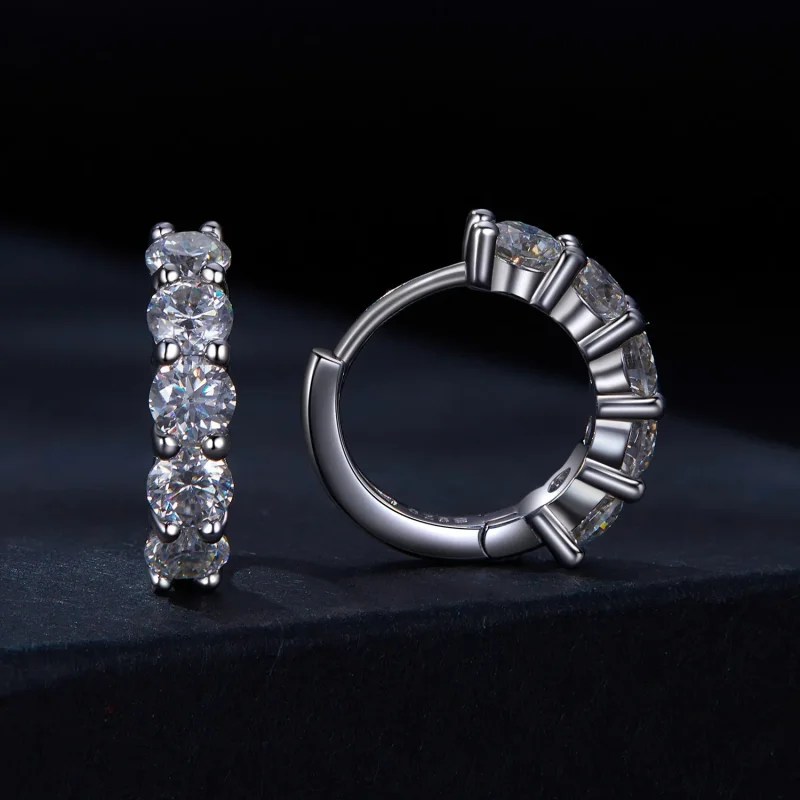 (zdjęcie do) Pandora Style Półkolisty Pierścień Moissanite Diamond Kolczyki - MSE033 - Wyświetl 2