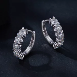 Pandora Style Półkolisty Pierścień Moissanite Diamond Kolczyki - MSE033