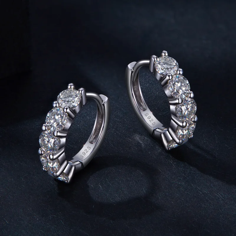 (zdjęcie do) Pandora Style Półkolisty Pierścień Moissanite Diamond Kolczyki - MSE033 - Wyświetl 3
