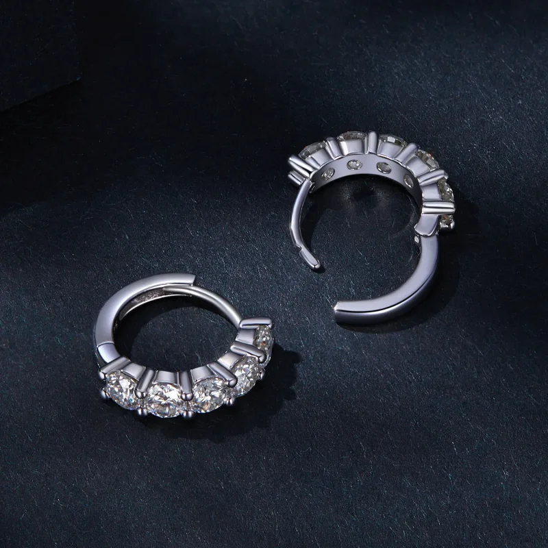 (zdjęcie do) Pandora Style Półkolisty Pierścień Moissanite Diamond Kolczyki - MSE033 - Wyświetl 4