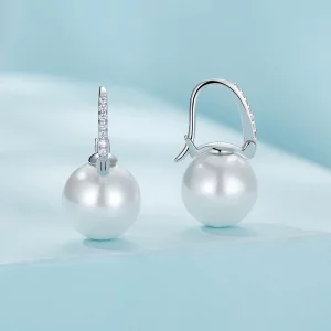 Pandora Style Proste Kolczyki z Koralikami Muszli - SCE1583