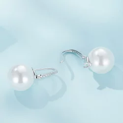 Pandora Style Proste Kolczyki z Koralikami Muszli - SCE1583
