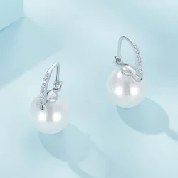 Pandora Style Proste Kolczyki z Koralikami Muszli - SCE1583