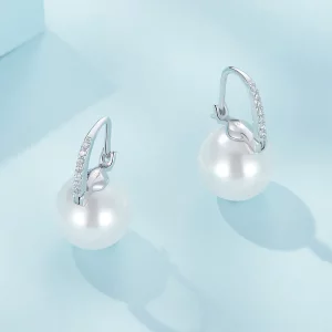 Pandora Style Proste Kolczyki z Koralikami Muszli - SCE1583