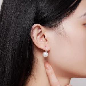 Pandora Style Proste Kolczyki z Koralikami Muszli - SCE1583
