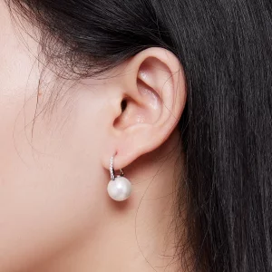 Pandora Style Proste Kolczyki z Koralikami Muszli - SCE1583