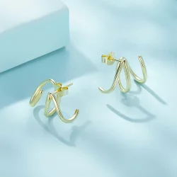 Pandora Style Proste Linie Kolczyki Sztyfty - SCE986-B