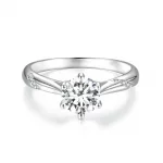 Pandora Style Prosty Pierścionek z Moissanite (Jeden Certyfikat) - MSR003