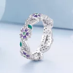 Pandora Style Purpurowy Pierścionek z Girlandą - BSR492