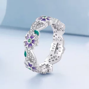Pandora Style Purpurowy Pierścionek z Girlandą - BSR492