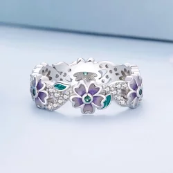 Pandora Style Purpurowy Pierścionek z Girlandą - BSR492