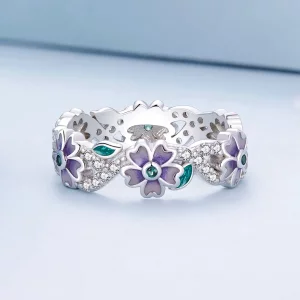 Pandora Style Purpurowy Pierścionek z Girlandą - BSR492