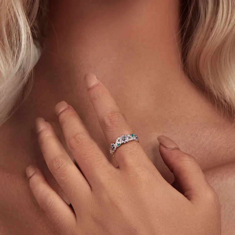 (zdjęcie do) Pandora Style Purpurowy Pierścionek z Girlandą - BSR492 - Wyświetl 4