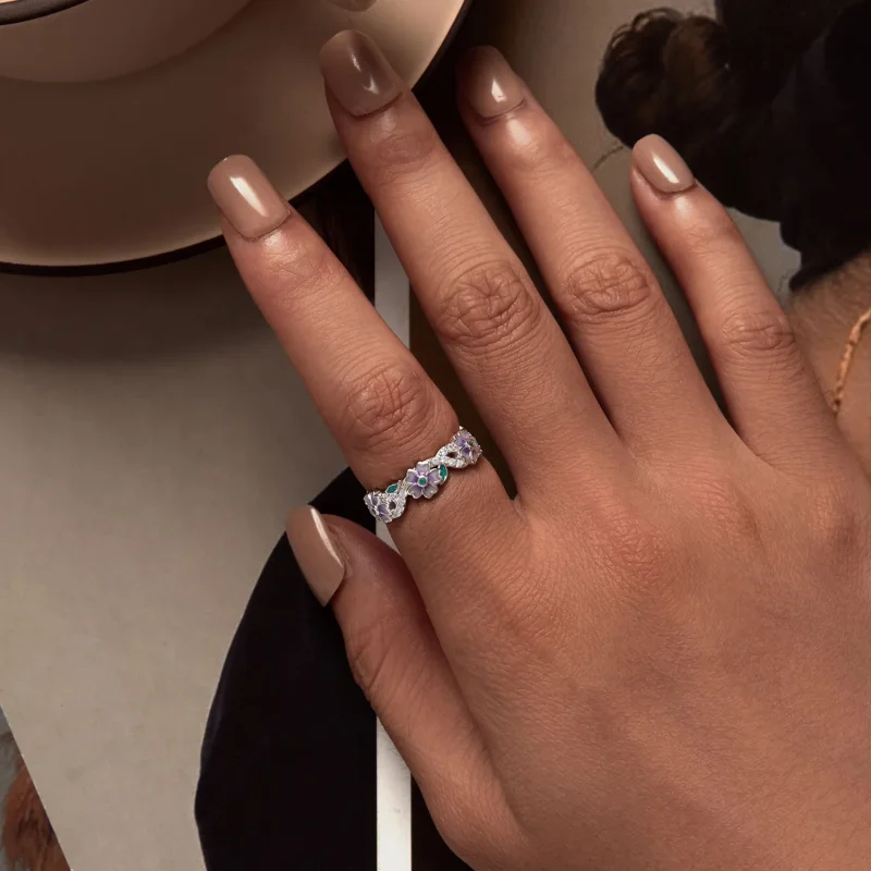 (zdjęcie do) Pandora Style Purpurowy Pierścionek z Girlandą - BSR492 - Wyświetl 5