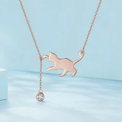 Pandora Style Rose Gold Naszyjnik z Rozkosznym Kociakiem - SCN232-C