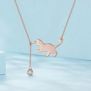 Pandora Style Rose Gold Naszyjnik z Rozkosznym Kociakiem - SCN232-C