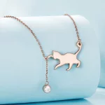 Pandora Style Rose Gold Naszyjnik z Rozkosznym Kociakiem - SCN232-C