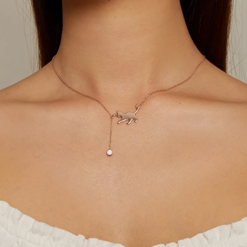 (zdjęcie do) Pandora Style Rose Gold Naszyjnik z Rozkosznym Kociakiem - SCN232-C - Wyświetl 4