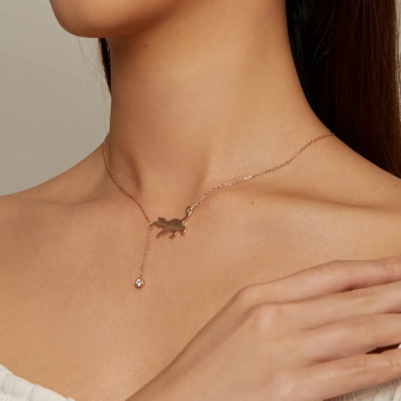 (zdjęcie do) Pandora Style Rose Gold Naszyjnik z Rozkosznym Kociakiem - SCN232-C - Wyświetl 5