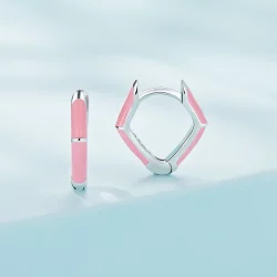 Pandora Style Różowe Diamentowe Kolczyki W Kształcie Koła - SCE1569-PK