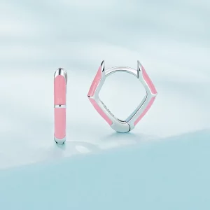 Pandora Style Różowe Diamentowe Kolczyki W Kształcie Koła - SCE1569-PK