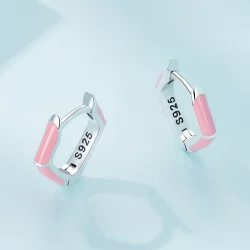 Pandora Style Różowe Diamentowe Kolczyki W Kształcie Koła - SCE1569-PK