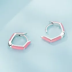 Pandora Style Różowe Diamentowe Kolczyki W Kształcie Koła - SCE1569-PK