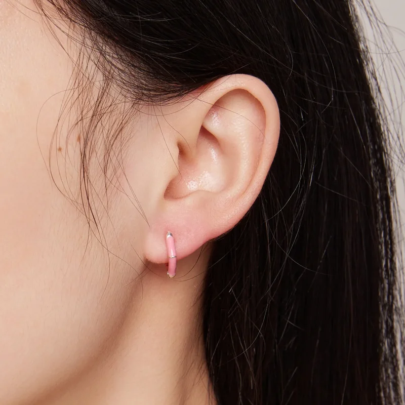 (zdjęcie do) Pandora Style Różowe Diamentowe Kolczyki W Kształcie Koła - SCE1569-PK - Wyświetl 5