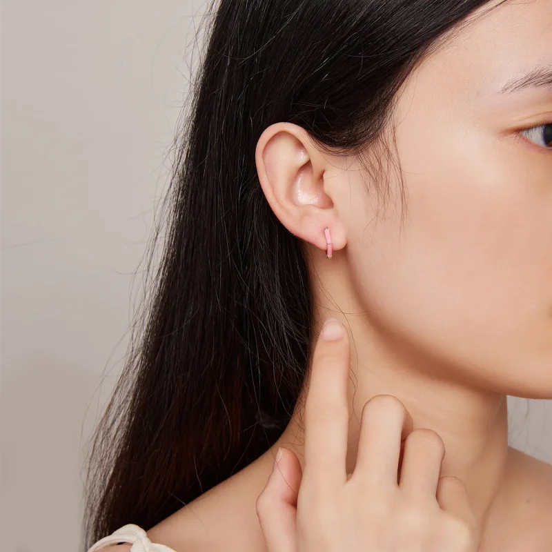 (zdjęcie do) Pandora Style Różowe Diamentowe Kolczyki W Kształcie Koła - SCE1569-PK - Wyświetl 6