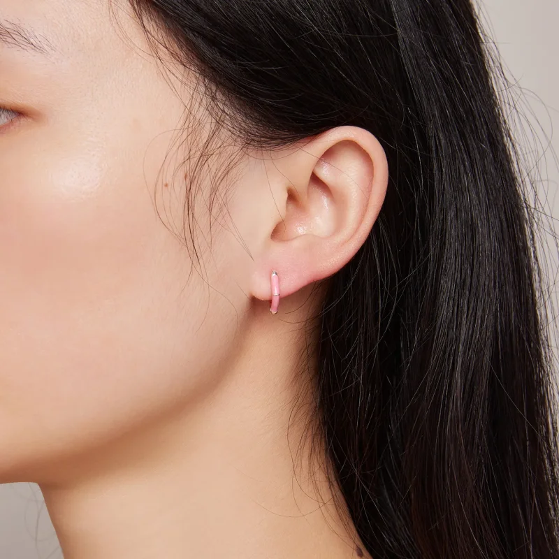 (zdjęcie do) Pandora Style Różowe Diamentowe Kolczyki W Kształcie Koła - SCE1569-PK - Wyświetl 7