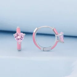 Pandora Style Różowe kolczyki w kształcie serca - BSE813